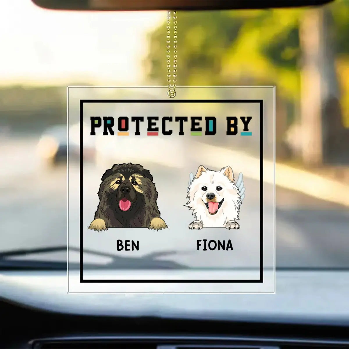 Dog Lovers - Protected By (D) - Personalized Car Ornament acrylic car ornament The Next Custom Gift