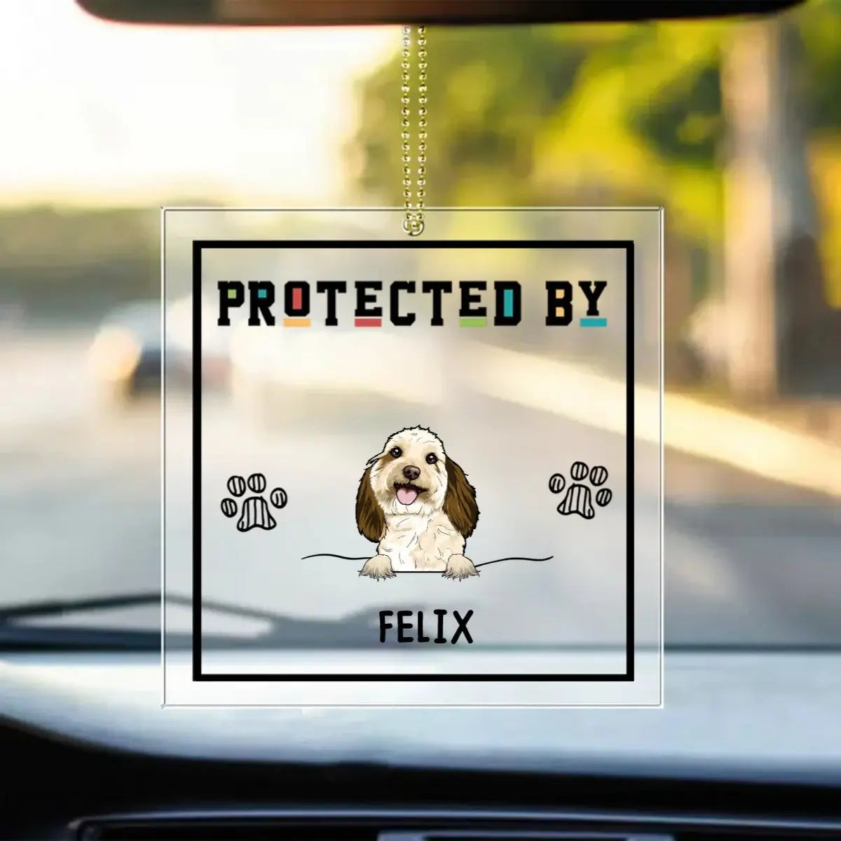 Dog Lovers - Protected By (D) - Personalized Car Ornament acrylic car ornament The Next Custom Gift