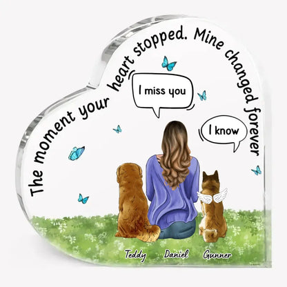 Dog Lovers - The Moment Your Heart Stopped - Personalized Heart Acrylic Plaque