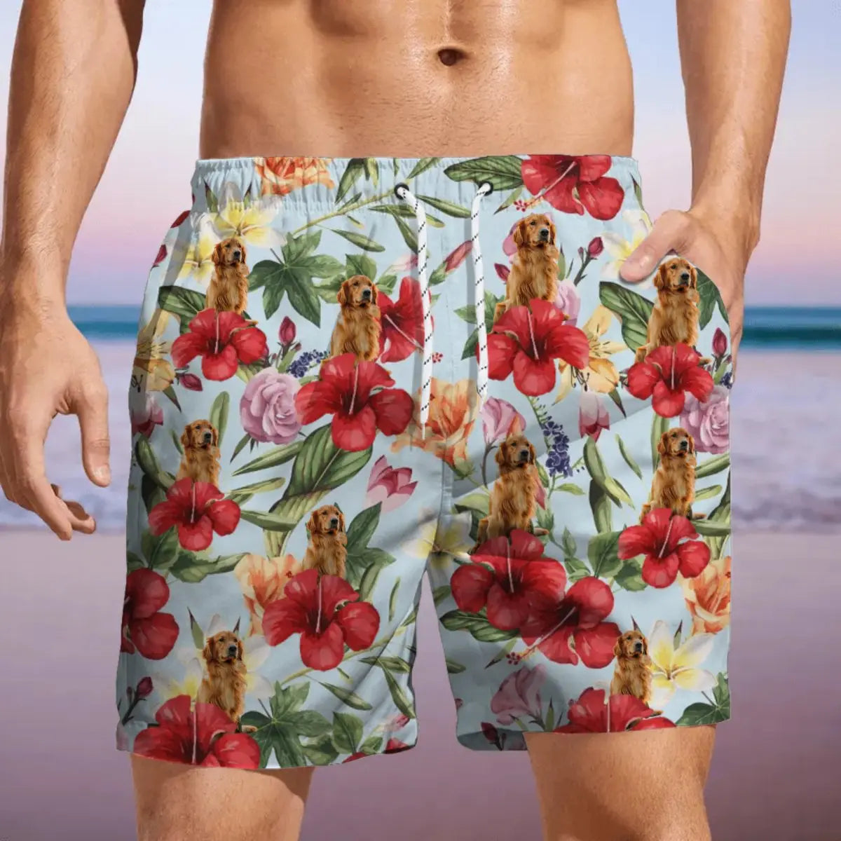 Dog Lovers - Upload Photo With Pattern - Personalized Beach Short Beach Short The Next Custom Gift