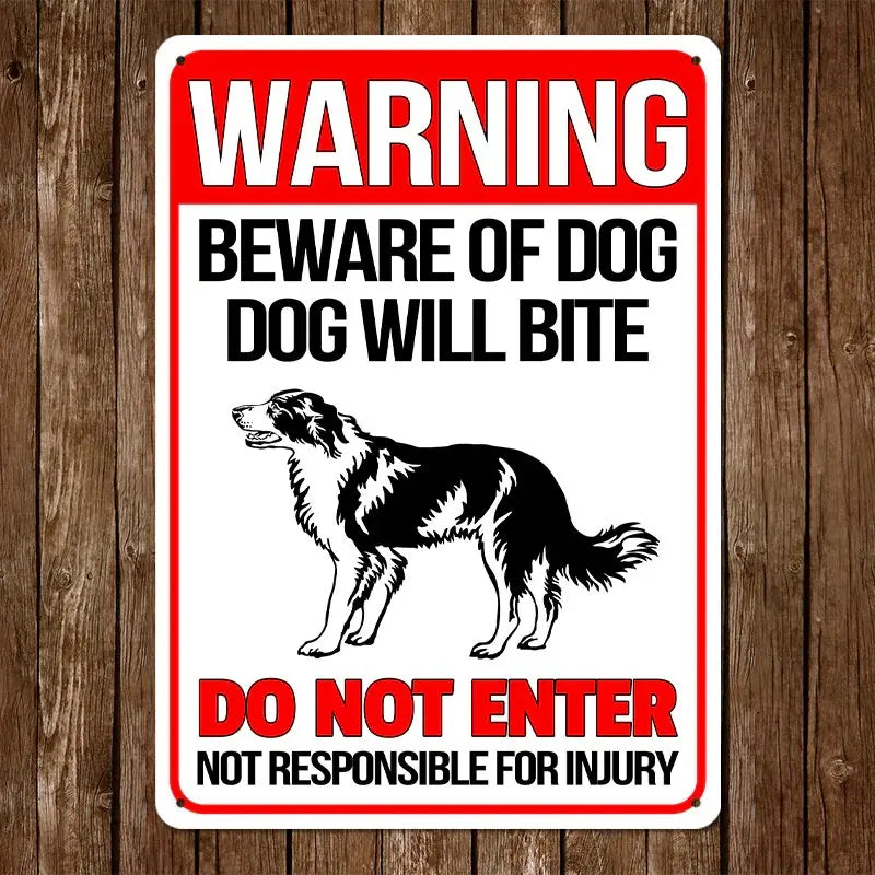 Dog Lovers - Warning Beware of Dog Will Bite - Personalized Metal Sign Metal Sign The Next Custom Gift