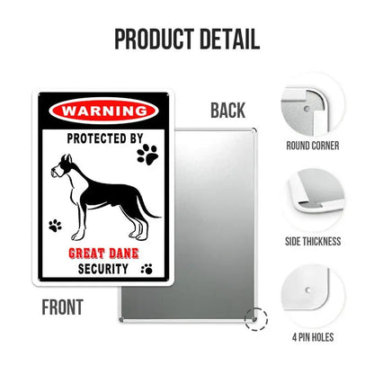 Dog Lovers - Warning Protected By Dog Security - Personalized Metal Sign