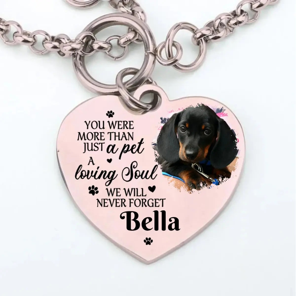 Dog Lovers - You Were More Than Just A Pet, A Loving Soul We Will Never Forget - Personalized Heart Bracelet(BU) Bracelets The Next Custom Gift