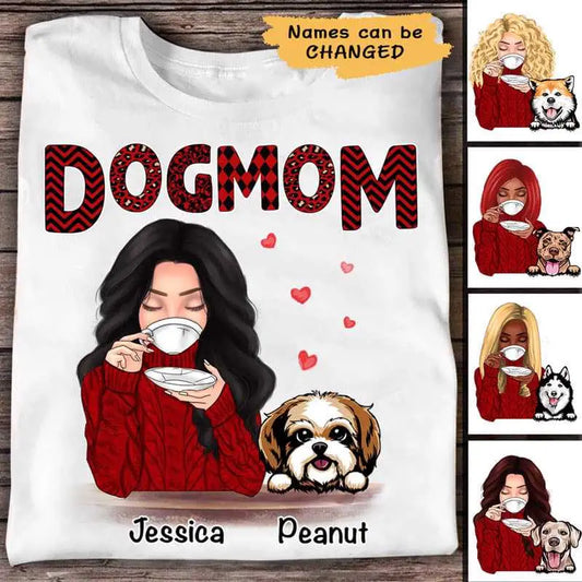 Dog Mom Red Patterned Personalized Shirt Shirts & Tops The Next Custom Gift