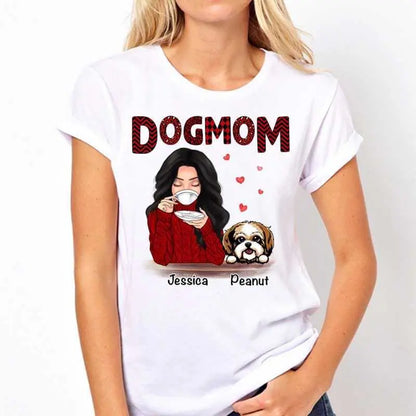 Dog Mom Red Patterned Personalized Shirt Shirts & Tops The Next Custom Gift