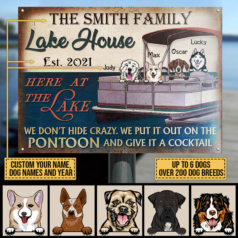 Dog Puppy Pontoon Boat Pet Lake House Don't Hide Crazy Custom Classic Metal Signs