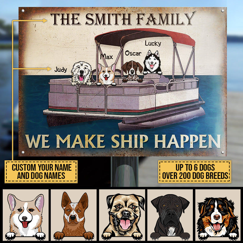 Dog Puppy Pontoon Boat Pet Lake House We Make Ship Custom Classic Metal Signs