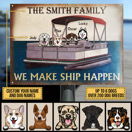 Dog Puppy Pontoon Boat Pet Lake House We Make Ship Custom Classic Metal Signs