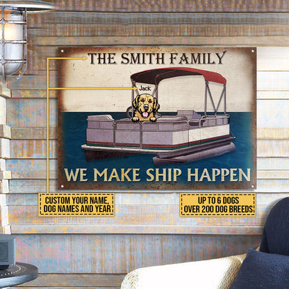 Dog Puppy Pontoon Boat Pet Lake House We Make Ship Custom Classic Metal Signs