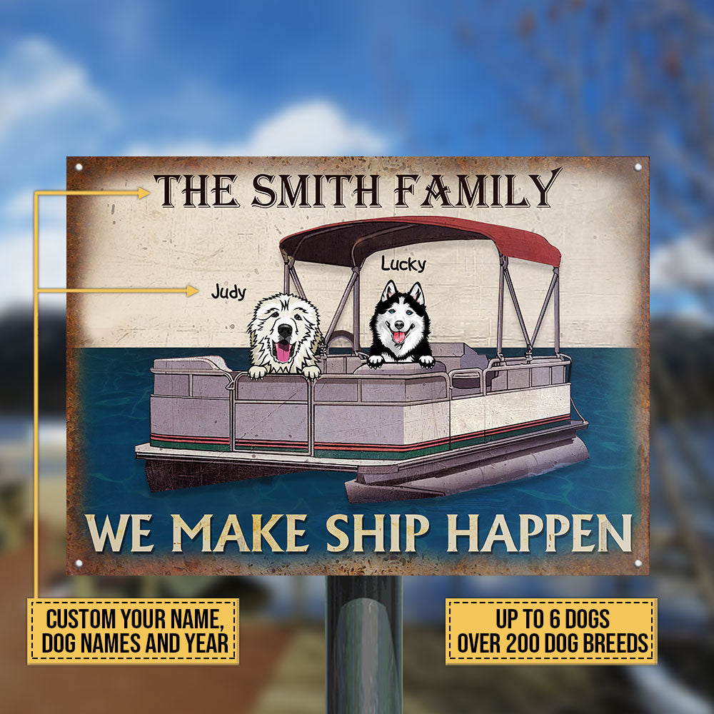 Dog Puppy Pontoon Boat Pet Lake House We Make Ship Custom Classic Metal Signs