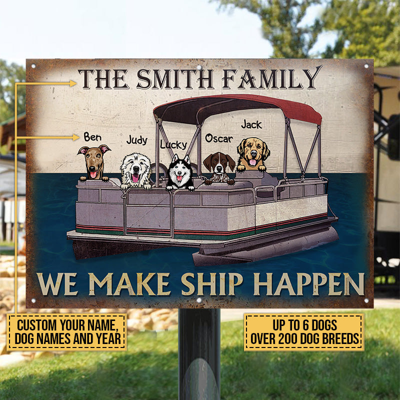 Dog Puppy Pontoon Boat Pet Lake House We Make Ship Custom Classic Metal Signs