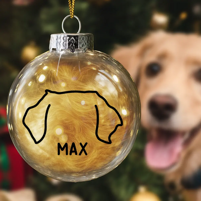 Dog Cat Ears Outline Custom Name - Personalized Fillable Clear Ball Ornament