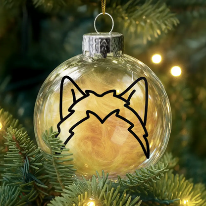 Dog Cat Ears Outline Custom Name - Personalized Fillable Clear Ball Ornament