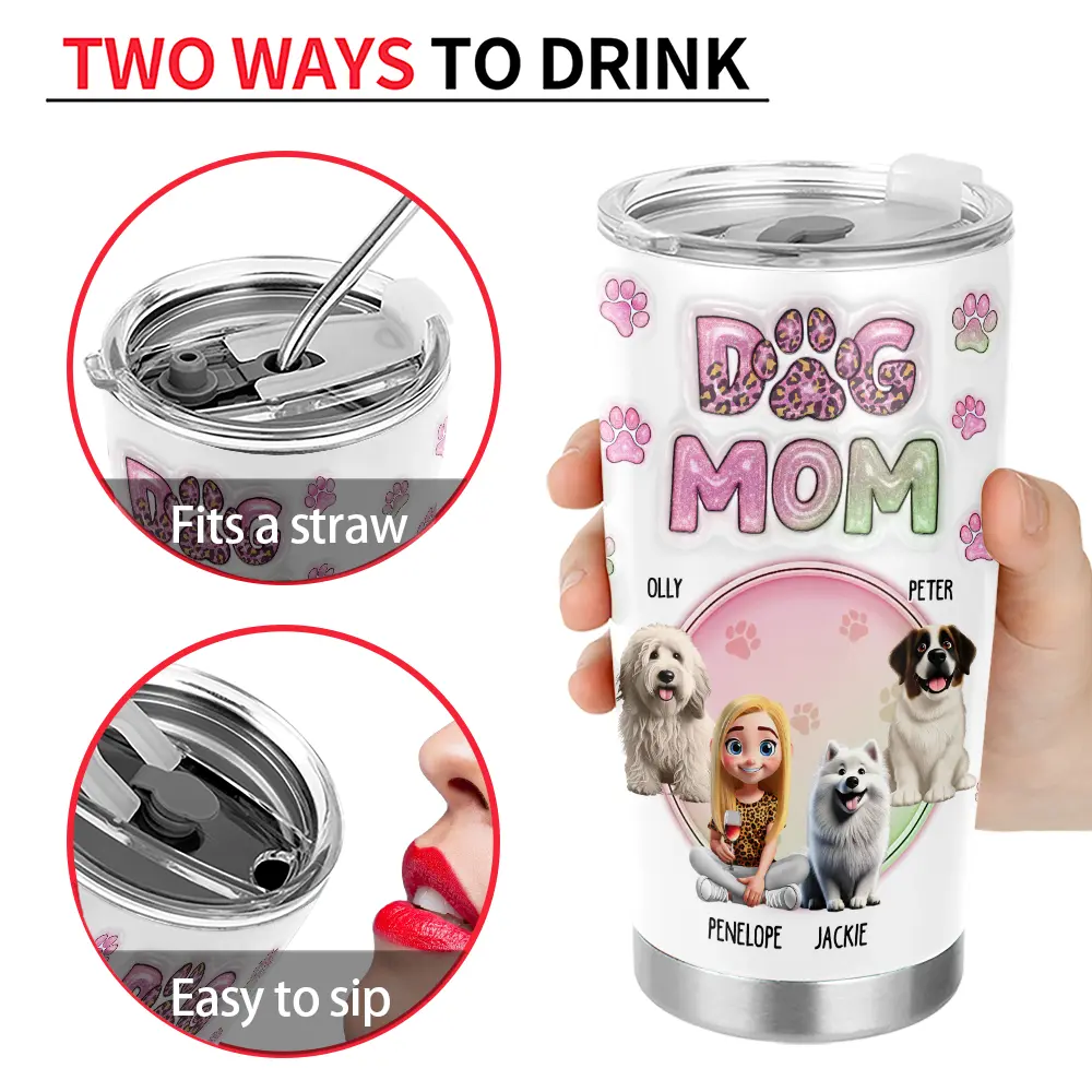 Dog Dad,Dog Mom,Happy - Dog Dad Dog Mom Cute Fur Baby Printed Glitter - Personalized Tumbler