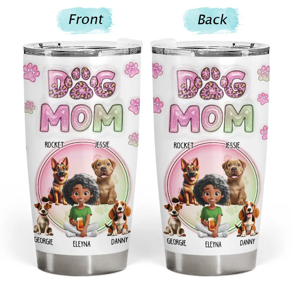 Dog Dad,Dog Mom,Happy - Dog Dad Dog Mom Cute Fur Baby Printed Glitter - Personalized Tumbler