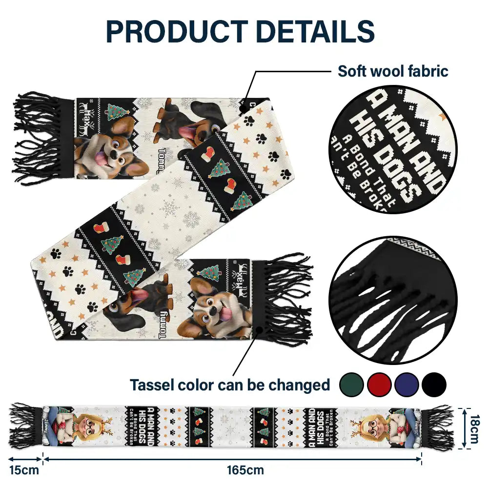 Dog Lover A Bond That Can't Be Broken 3D Effect - Personalized Wool Scarf With Tassel