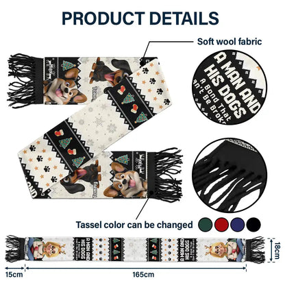 Dog Lover A Bond That Can't Be Broken 3D Effect - Personalized Wool Scarf With Tassel