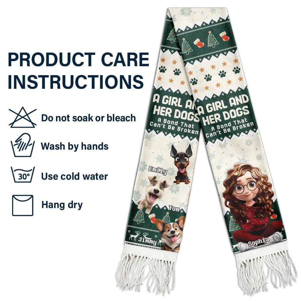 Dog Lover A Bond That Can't Be Broken 3D Effect - Personalized Wool Scarf With Tassel