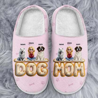 Dog Mom 3D Effect - Personalized Fluffy Slippers