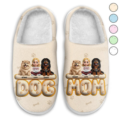 Dog Mom 3D Effect - Personalized Fluffy Slippers