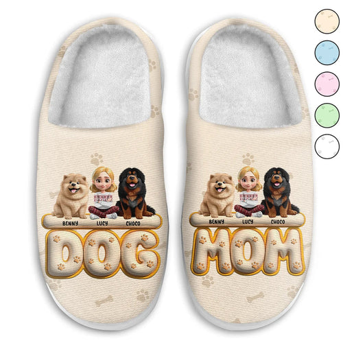 Dog Mom 3D Effect - Personalized Fluffy Slippers