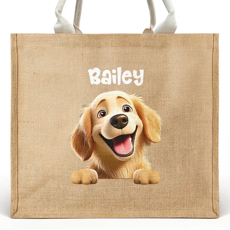 Dog Mom Cat Mom - Personalized Jute Beach Bag