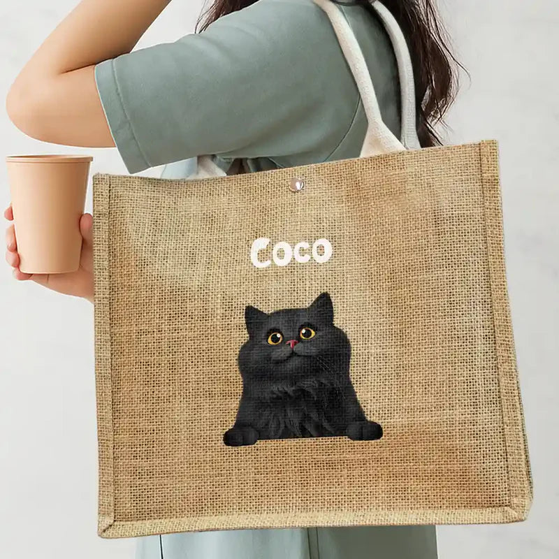 Dog Mom Cat Mom - Personalized Jute Beach Bag