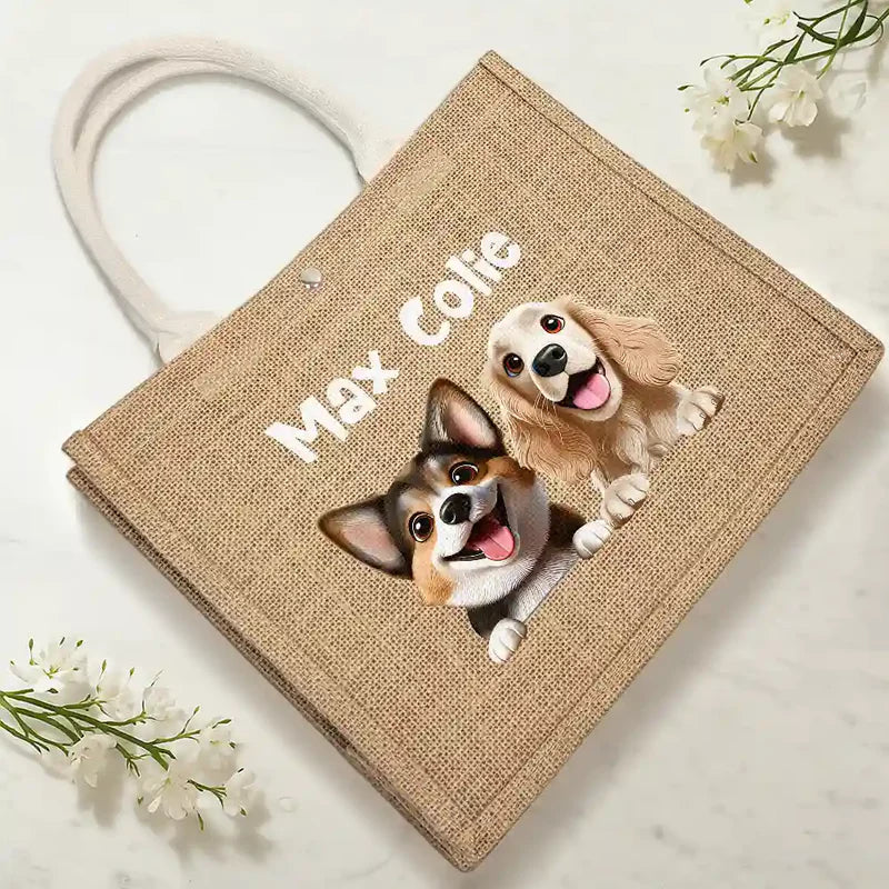 Dog Mom Cat Mom - Personalized Jute Beach Bag