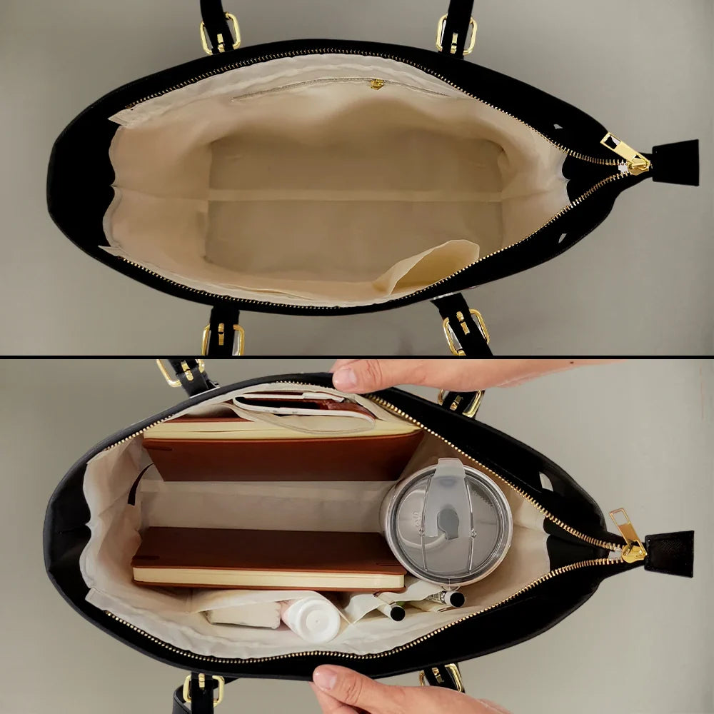 Birth Month Flower Blooming - Personalized Leather Tote Bag