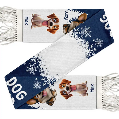 Dog Mom Dog Dad Christmas - Personalized Wool Scarf With Tassel