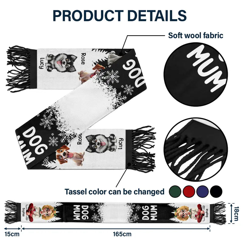 Dog Mom Dog Dad Christmas - Personalized Wool Scarf With Tassel