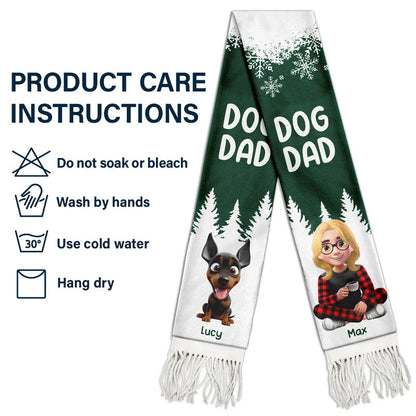 Dog Mom Dog Dad Christmas - Personalized Wool Scarf With Tassel