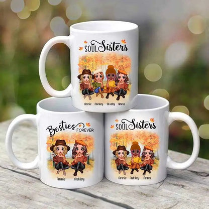 Doll Best Friends Besties Sitting Fall Season Personalized Mug (11oz) Mug The Next Custom Gift