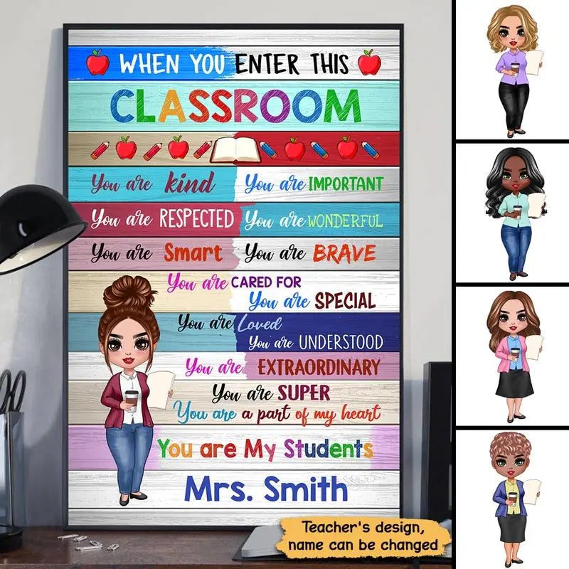 Doll Teacher Colorful Classroom Welcome Personalized Vertical Poster Poster The Next Custom Gift