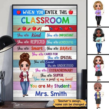 Doll Teacher Colorful Classroom Welcome Personalized Vertical Poster Poster The Next Custom Gift