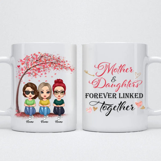 Doll Women Gift For Mother Mom And Daughters Sitting Under Tree - Personalized Mug (LH)