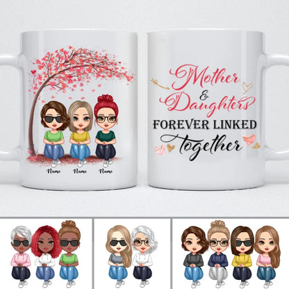 Doll Women Gift For Mother Mom And Daughters Sitting Under Tree - Personalized Mug (LH) mug The Next Custom Gift