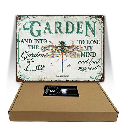 Wander Prints Gardener Gift, Birthday Gifts For Mom, Mom, Grandma, Grandpa Who Love Garden - Dragonfly Garden Sign Unique House Warming Gift For Gardening Lovers, Rustic Metal Sign, Garden Stake, Yard Patio Outdoor Decor