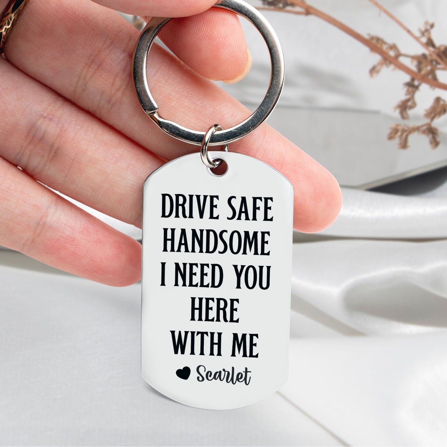 Drive Safe - Personalized Engraved Stainless Steel Keychain