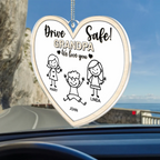Drive Safe Daddy Kid Stick Figures - Personalized Acrylic Car Hanger