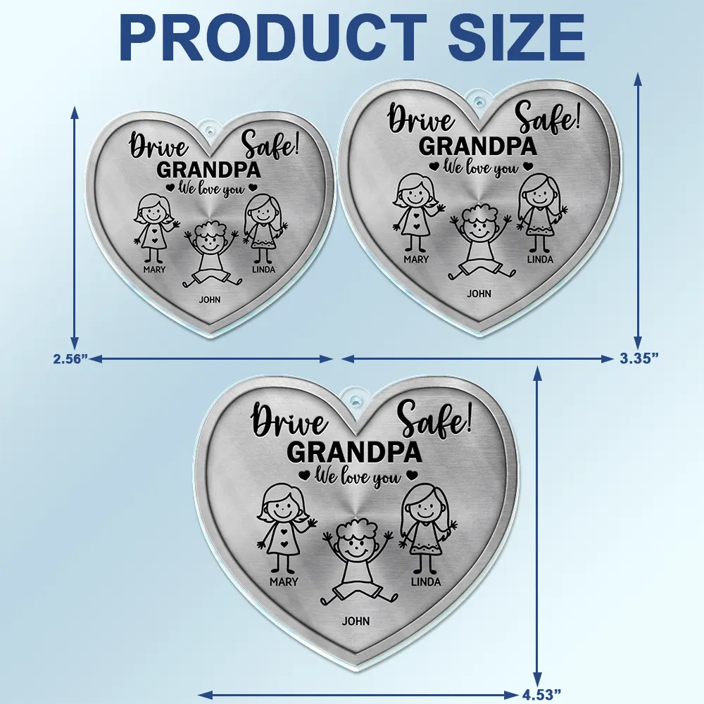 Drive Safe Daddy Kid Stick Figures - Personalized Acrylic Car Hanger
