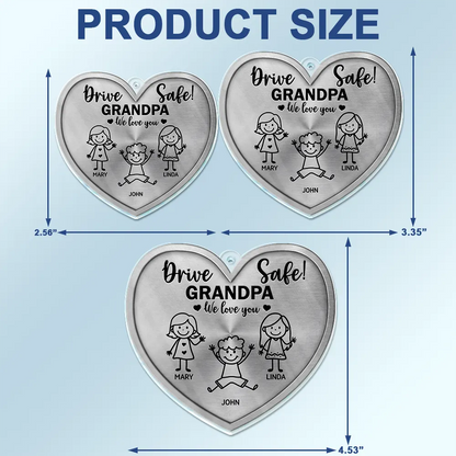 Drive Safe Daddy Kid Stick Figures - Personalized Acrylic Car Hanger