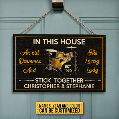 Drum Old Drummer Custom Wood Rectangle Sign, Gifts For Wedding, Anniversary, Birthday