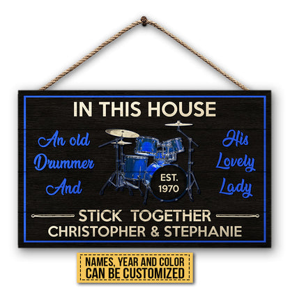 Drum Old Drummer Custom Wood Rectangle Sign, Gifts For Wedding, Anniversary, Birthday