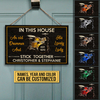 Drum Old Drummer Custom Wood Rectangle Sign, Gifts For Wedding, Anniversary, Birthday