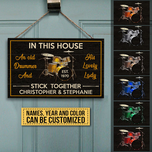 Drum Old Drummer Custom Wood Rectangle Sign, Gifts For Wedding, Anniversary, Birthday