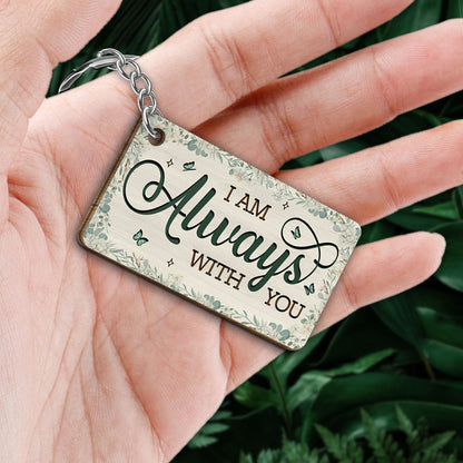 Family Memorial Green Leaves Flowers Remembrance Gift Personalized Wooden Keychain