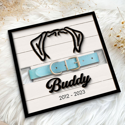 Pet Loss Dog Head Outline Memorial Remembrance Gift Pet Collar Keepsake Personalized Wooden Pet Collar Holder