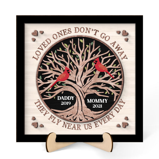 Memorial Cardinals Glitter Tree Personalized 2-layer Wooden Plaque