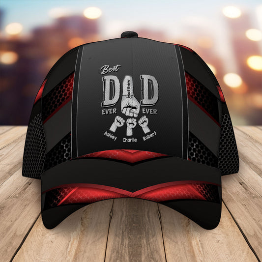 Best Dad Ever Fist Bump Personalized Classic Cap, Father's Day Gift For Dad, Gift For Husband